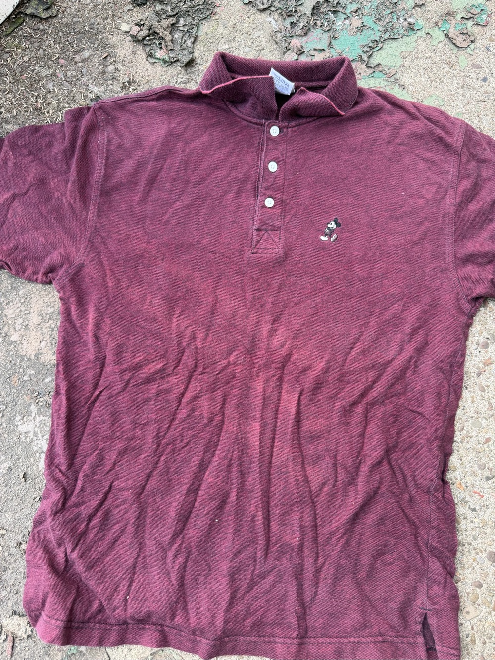 Men's Disney Polo Shirt in Burgundy with Embroidered Character